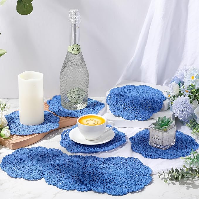 10 Pcs 8 Inch Cute Crochet Doilies Crochet Flower Coasters Handmade Cotton - Image 2