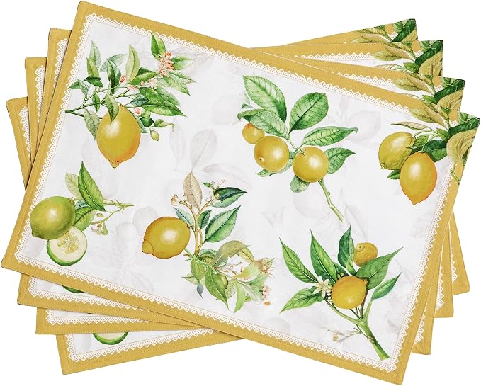 Maison d' Hermine Placemats Set of 4 Reusable 100% Cotton | Cloth Place Mats by MaisondHermine