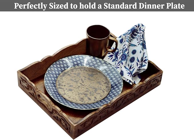 COTTON CRAFT Hand Carved Wooden Serving Tray - Image 3