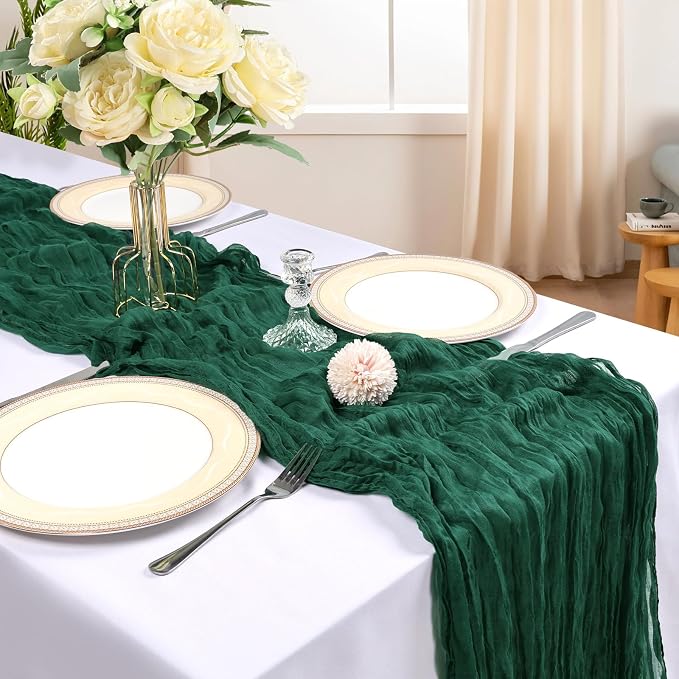 6 Pack 10Ft Emerald Green Cheesecloth Table Runner 23 x 120 Inch | Gauze Rustic - Image 2