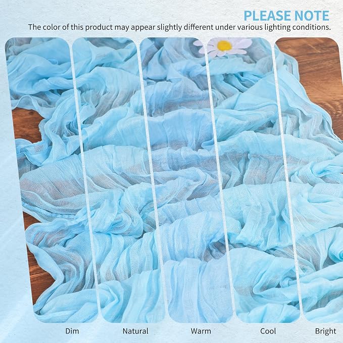 4 Pack Cheesecloth Table Runner 10FT Baby Blue Table Runner Light Blue Boho - Image 7