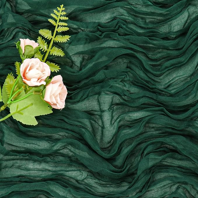 Dark Green 10FT Cheesecloth Table Runner Boho Gauze Fabric Table Runner Rustic - Image 5