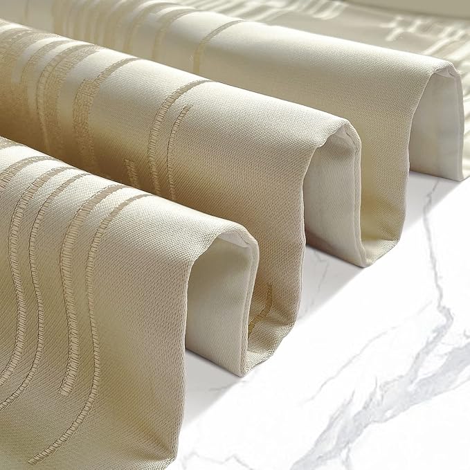 Luxury Beige Table Runner 98 Inches Long, Modern Abstract Geometric Lines | - Image 3