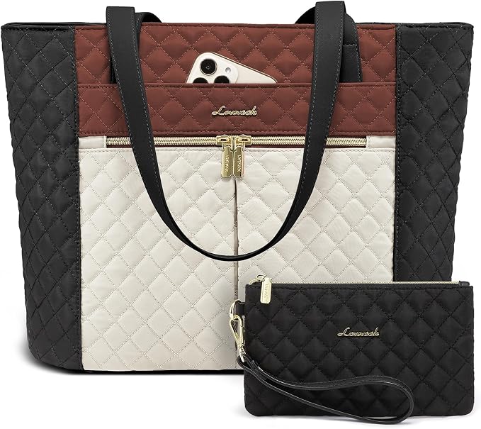 LOVEVOOK Laptop Bag for Women 15.6 inch, Diamond Quilted Work Tote Bags Womens by LOVEVOOK