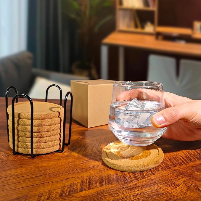 Cork Coasters for Drinks, 4 inches Cup Coasters for Wine Glass, Blank Cork - Image 3