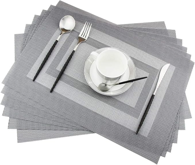 PIGCHCY Placemats Set of 6, Washable Woven Place Mats Vinyl Table Mats Non Slip by PIGCHCY