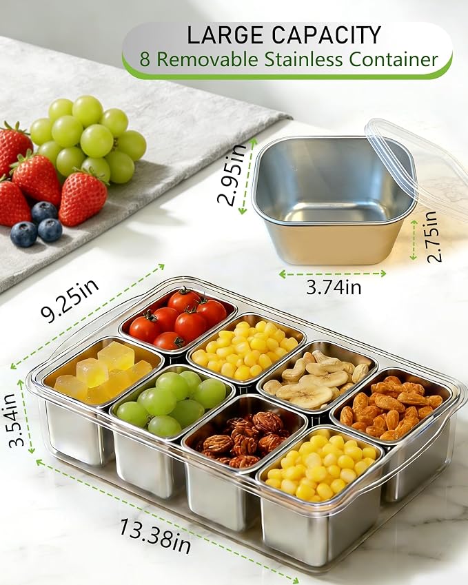 Snackle Box Container, Stainless Steel Divided Serving Tray - Image 2