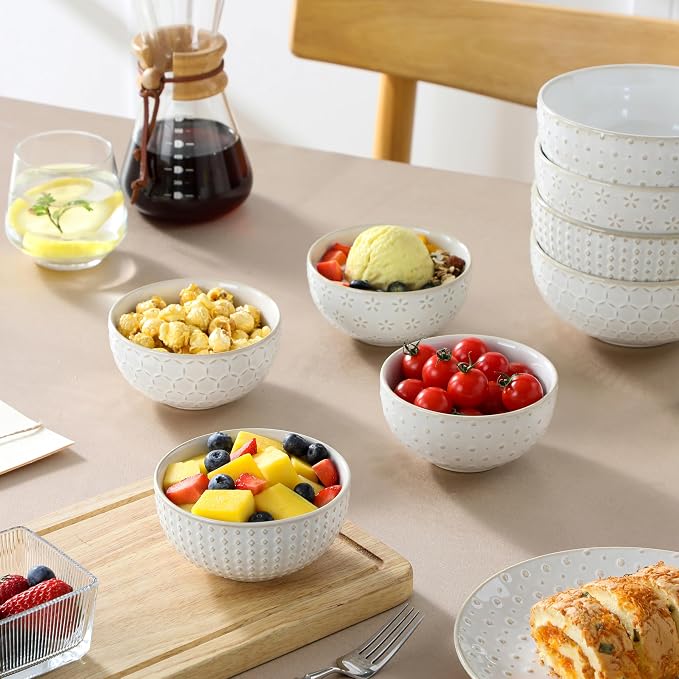MALACASA Small Bowls, 14 Ounce Ice Cream Bowl, Stoneware Dessert Bowls Set of 4 - Image 7
