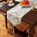 Luxury Damask Table Runner 72 Inches Long Beige Chenille Jacquard European | by HeMiaor