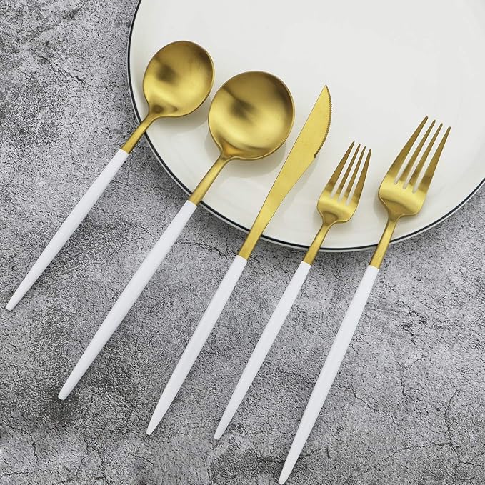 20-Piece 18/10 Stainless Steel Flatware Silverware, Luxury Dinnerware Set - Image 2