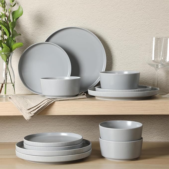 Gibson Home Dempsey Road 12-Piece Stoneware Dinnerware Set – Service - Image 6
