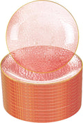 Rubtlamp 100 Pcs Pink And Gold Plastic Plates by Rubtlamp