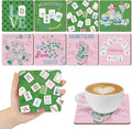 8 Pcs Mahjong Coasters 3.94 x 3.94 Drink Coasters Pink and Green Mahjong Gift by Yiyiring