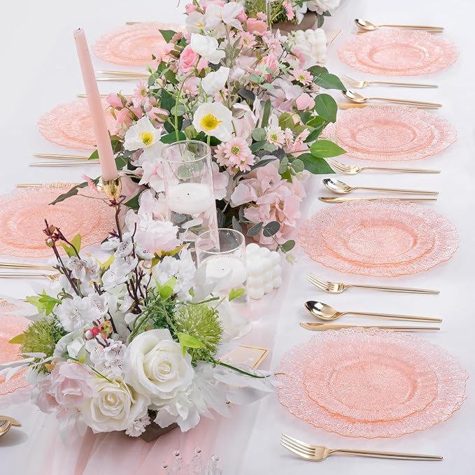 U-QE 60PCS Pink Plates for Party - Image 5