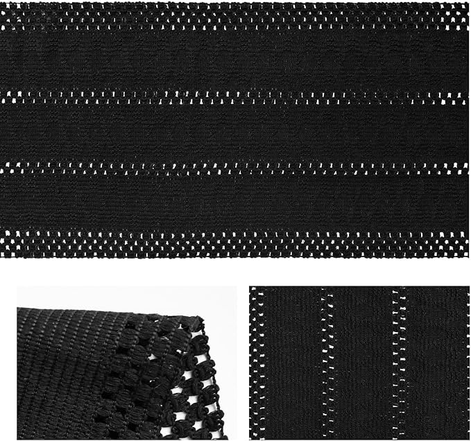 Artoid Mode Black Woven Farmhouse Hollow Table Runner 12x108 Inch | Holiday - Image 6