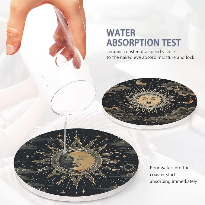 Drink Coasters Set of 6 with Holder, Fit All Cups, Great Gift - Image 5