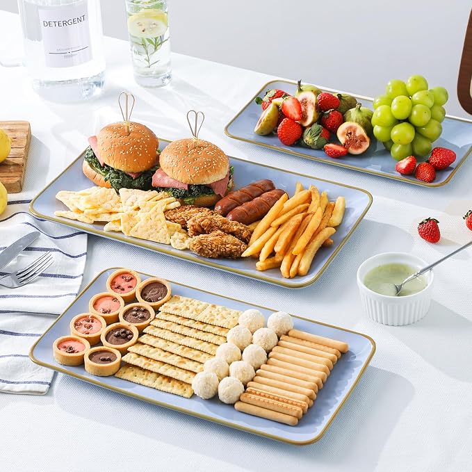 Ceramic Rectangle Serving Platter: 15.6/14.1/12.6 Inch Large Serving Dishes - Image 3