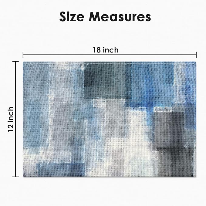 Emvency Farmhouse Placemats Set of 6, 12x18 Inch, Geometric Blue Grey | - Image 3
