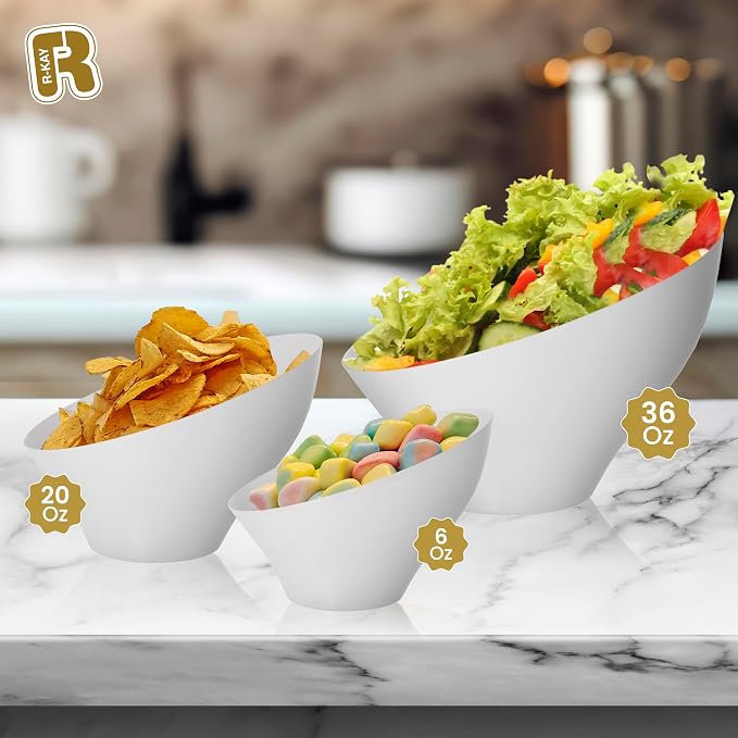 R-kay 6 Pack Angled White Serving Bowls - Image 4