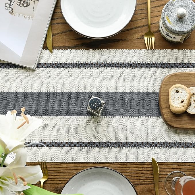 Artoid Mode Dark Green Rustic Woven Table Runner 12x90 Inch | Holiday Farmhouse - Image 3