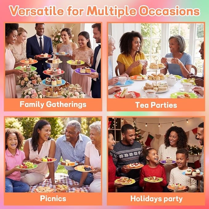 60 Pcs Colorful Paper Plates, 7 In Disposable Dessert Plates - Image 7