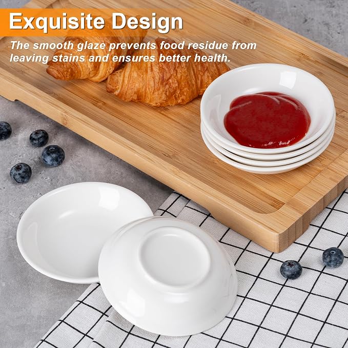 Eisinly 6 Pack Dip Bowls, 3 OZ Ceramic Soy Sauce Dish, BBQ Party Supplies - Image 5