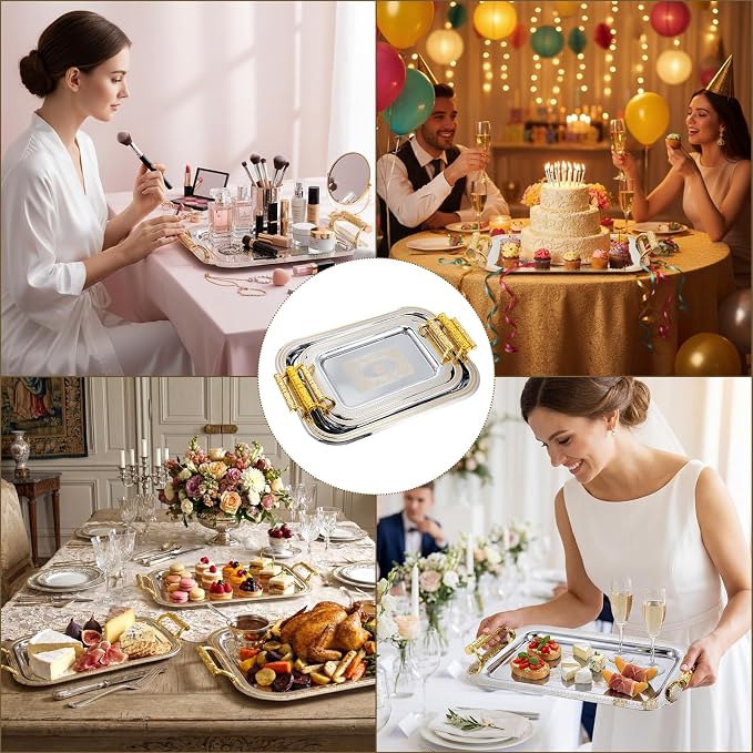 3 Pack Metal Serving Trays - Image 4