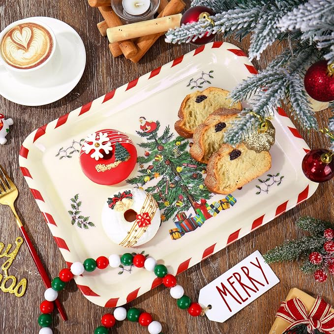 Whaline 3 Pcs Christmas Serving Trays Xmas Tree Plastic Serving Platters Dishes - Image 5