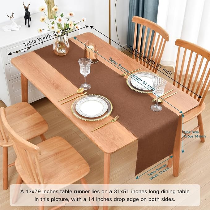 Faux Linen Table Runner Water Resistant 13 x 48 in, Coffee Table Runner - Image 2
