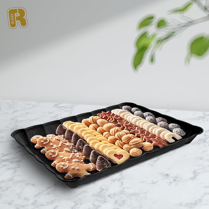 6 Pack Black Plastic Serving Trays - Image 3