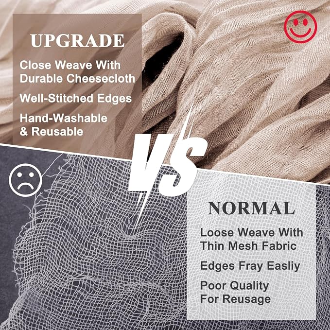 Cheesecloth Table Runner Nude Pink 10FT Boho Gauze Runner, 2 Pack | 120 Inch - Image 4
