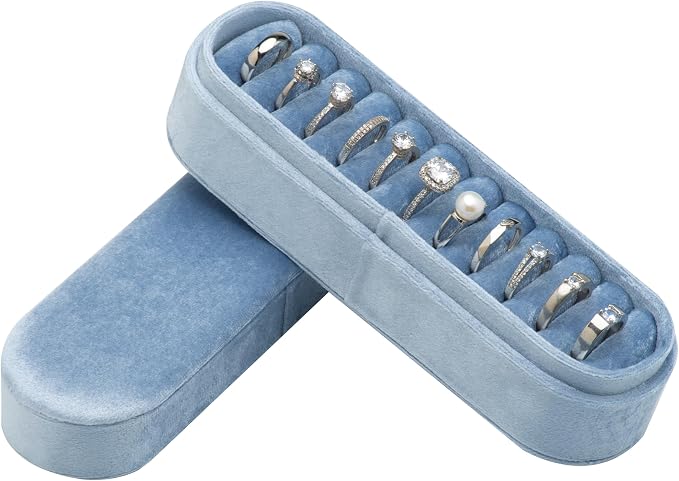 Velvet Small Multiple Ring Box Portable Organizer Display Storage | Travel Case by COWFEX