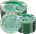 Rubtlamp 100 Clear Green Gold Plastic Plates, Hammered Clear and Gold by Rubtlamp