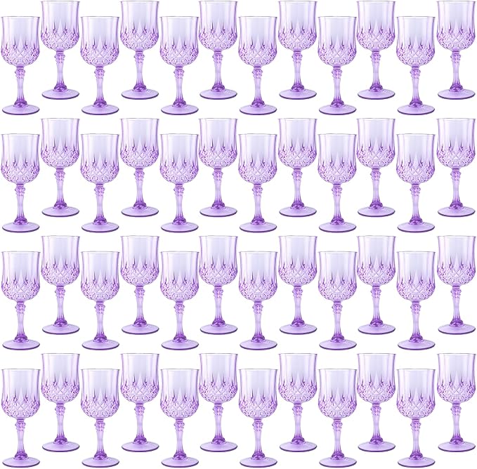 48Pack Plastic Wine Glasses, 7oz Vintage Goblets by LEYIQU