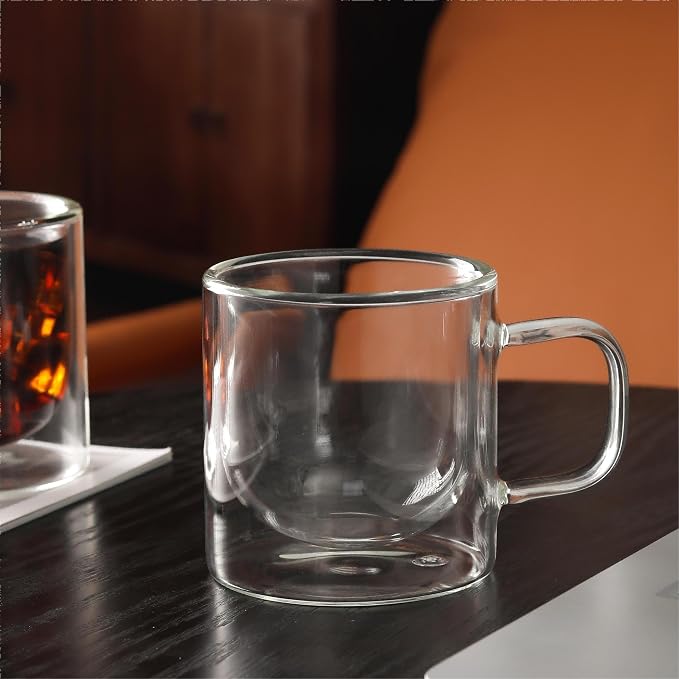 NIRA.Z Double Wall Glass Coffee Mugs Set of 4, 12 oz Insulated Borosilicate - Image 8