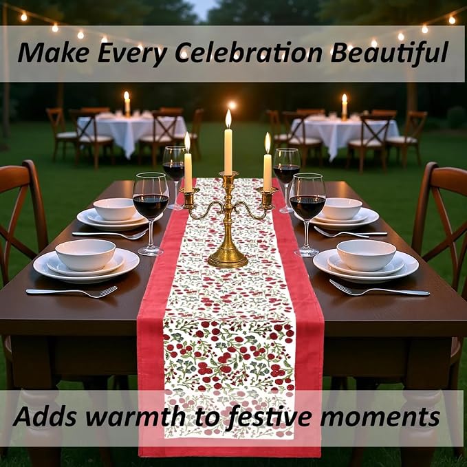 Garnet Red Hand Block Print 100% Cotton Reusable Table Runner 16" X 106" Inches - Image 4