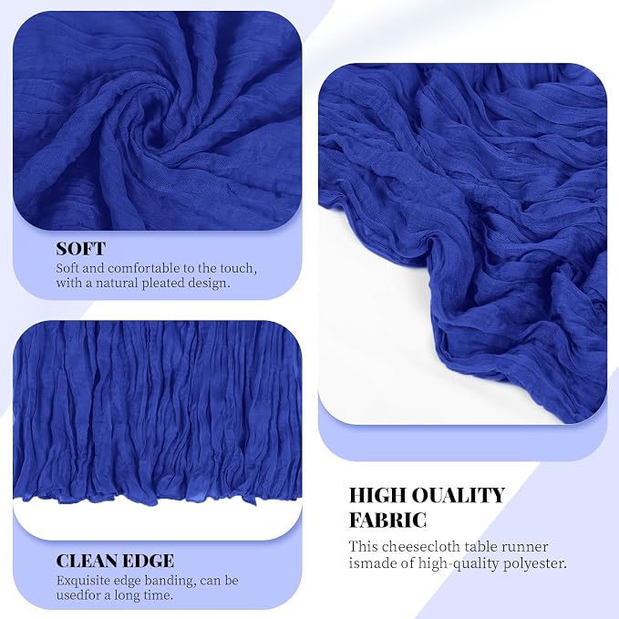 6 Pack Royal Blue Cheesecloth Table Runner, 17 x 108 Inch, Gauze Cheese Cloth - Image 7