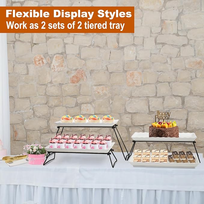 KAQAHIDO Extra Large 4 Tier Serving Tray Set, Tiered Trays Stand - Image 6