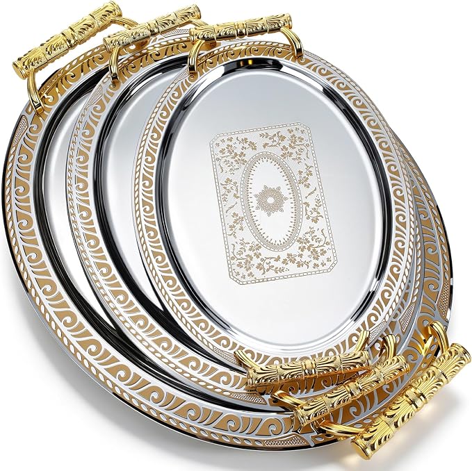 3 Pack Metal Serving Trays by Unknown
