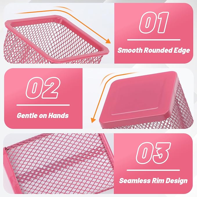 Segarty Pen Cup, 6 Pack Square Dark Pink Pen Holder - Image 3