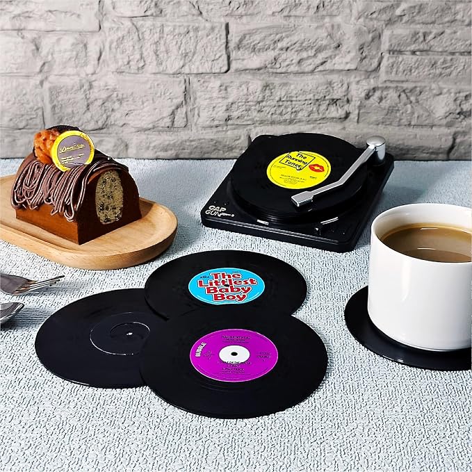 Funny Retro Vinyl Record Coasters, Creative Drink Coasters Set of 6 - Image 6