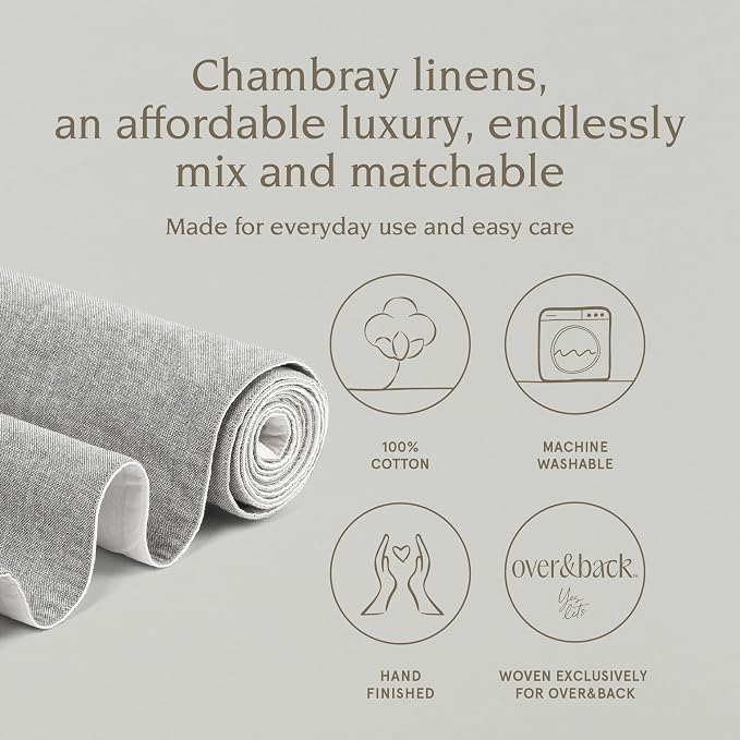 Over&Back 18x108 Woven Chambray Cotton Table Runner - Image 2