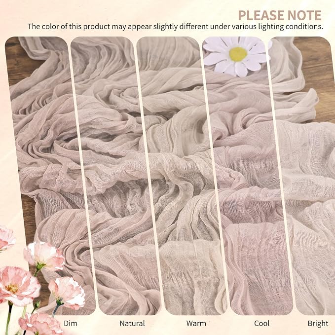 4 Pack Cheesecloth Table Runner 10FT Rosy Brown Table Runner Boho Gauze Cheese - Image 7