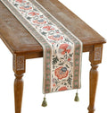 Designer Vintage Linen Extra Long Table Runner, Floral Pattern, Dining Table by Isaennehomedecoration