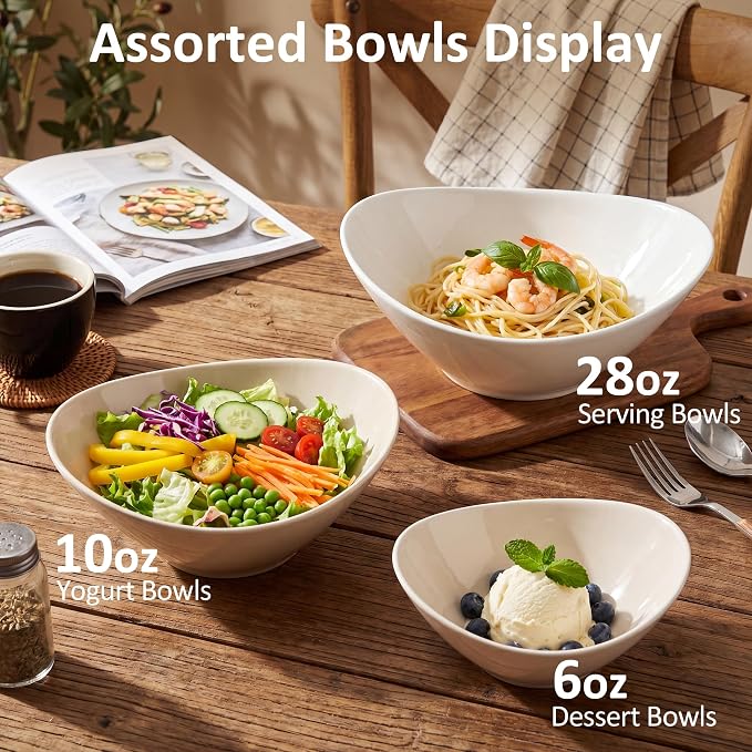 Teocera 6 Inch Ceramic Breakfast Bowls Set of 6, 10 Ounce Small Yogurt Bowls - Image 5