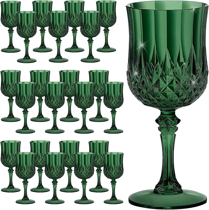 7OZ Plastic Wine Glasses, Reusable Vintage Goblets Unbreakable Drinking Glasses by Unknown