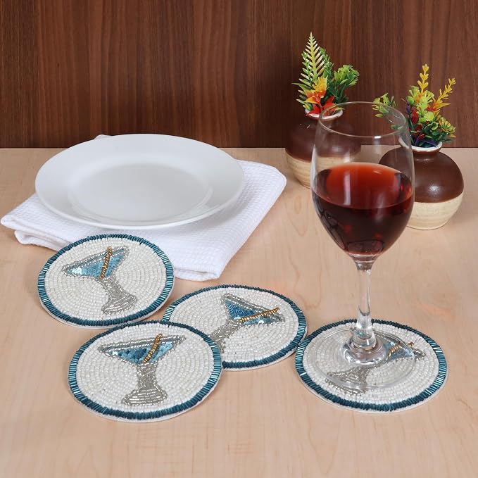 Set of 4 Beaded Farmhouse Coasters - Image 2