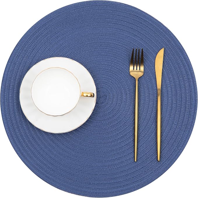 SHACOS Round Placemats Set of 6 Washable 15 inch Round Table Mats Cotton - Image 2