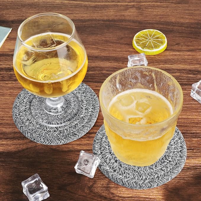 ABenkle Drink Coasters with Holder Set of 10, Cotton Woven Absorbent Coasters - Image 5