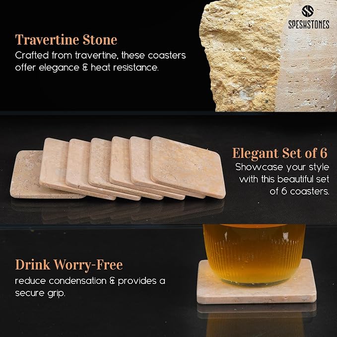 Travertine Coasters Set of 6 - Image 3